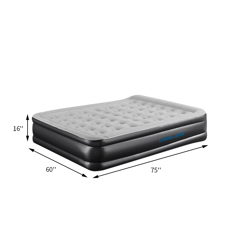 Waterproof Flocked Surface Inflatable Pillow Rest Air Mattress Classic Bed Double Camping Airbed