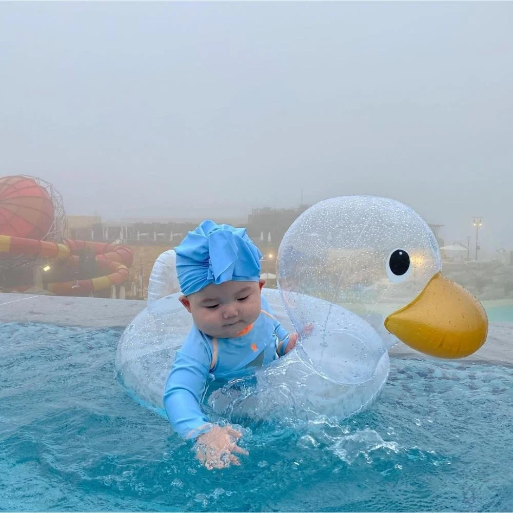 Kids Transparent Duck Design Inflatable Swimming Ring Water Beach Pool Party Decoration Wyz19635
