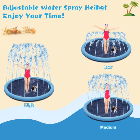 59 インチ折りたたみ式犬用バスプール屋外肥厚耐久性のあるペットプール散水マットのおもちゃ夏のペットの遊び犬豚ペット